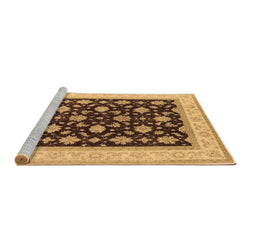Sideview of Machine Washable Oriental Brown Industrial Rug, wshurb943brn