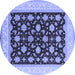 Round Oriental Blue Industrial Rug, urb943blu