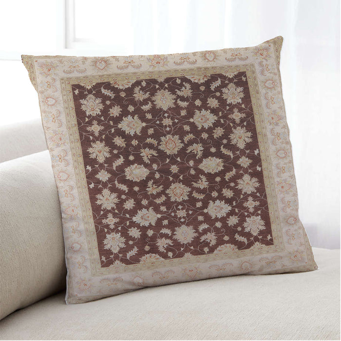 Lifestyle Image of Mid-Century Modern Urban Square Brown Throw Pillow, 18 inch by 18 inch, pwurb943