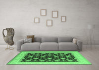 Machine Washable Oriental Emerald Green Industrial Rug, wshurb943emgrn