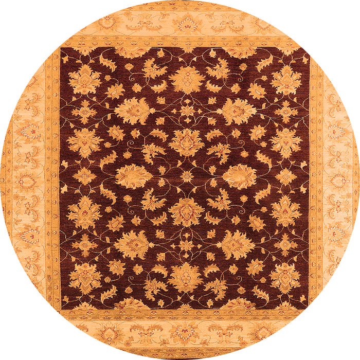 Round Machine Washable Oriental Orange Industrial Area Rugs, wshurb943org