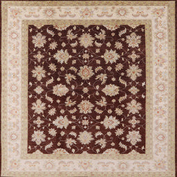 Square Mid-Century Modern Brown Oriental Rug, urb943