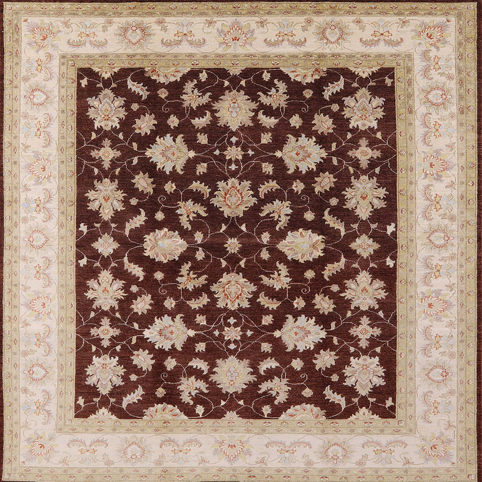 Square Mid-Century Modern Brown Oriental Rug, urb943