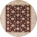 Round Mid-Century Modern Brown Oriental Rug, urb943