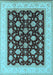 Machine Washable Oriental Light Blue Industrial Rug, wshurb943lblu