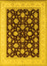 Machine Washable Oriental Yellow Industrial Rug, wshurb943yw