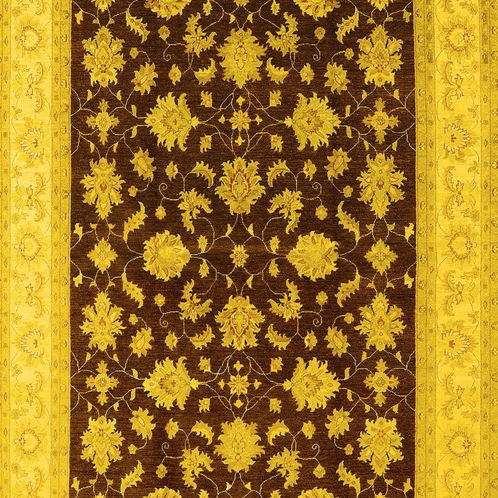 Machine Washable Oriental Yellow Industrial Rug, wshurb943yw