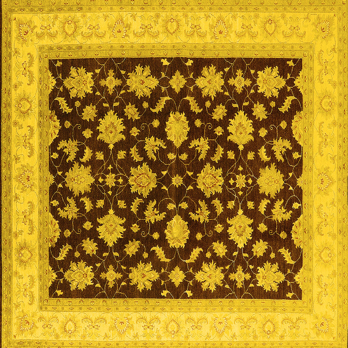 Square Machine Washable Oriental Yellow Industrial Rug, wshurb943yw