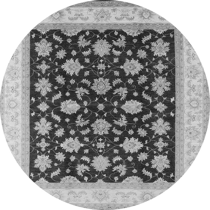 Round Machine Washable Oriental Gray Industrial Rug, wshurb943gry