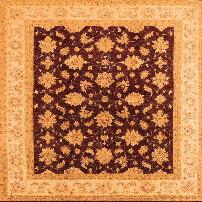 Square Machine Washable Oriental Orange Industrial Area Rugs, wshurb943org