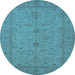 Round Oriental Light Blue Industrial Rug, urb944lblu