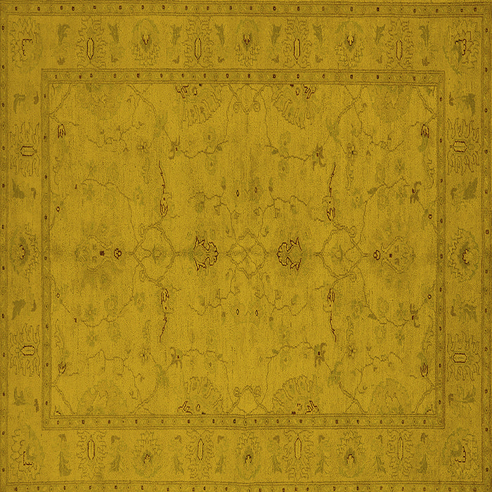Square Machine Washable Oriental Yellow Industrial Rug, wshurb944yw