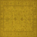 Square Machine Washable Oriental Yellow Industrial Rug, wshurb944yw