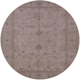 Round Mid-Century Modern Rose Purple Oriental Rug, urb944