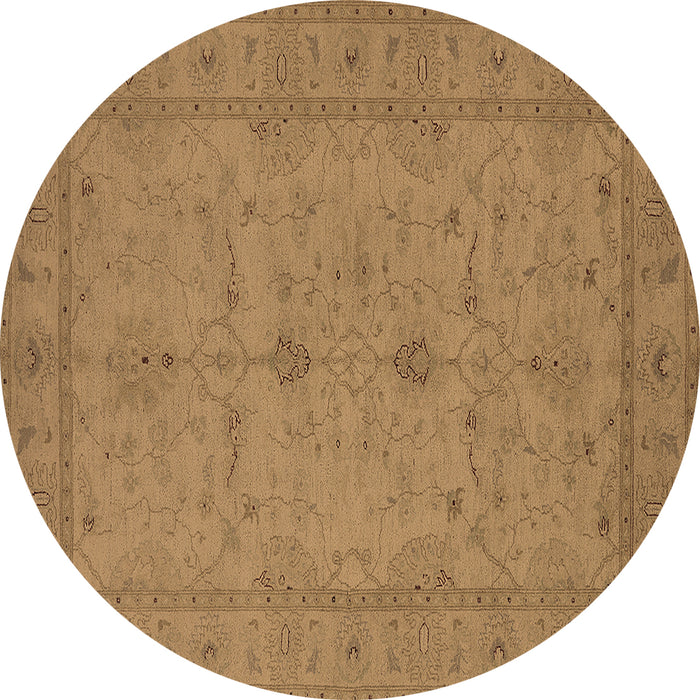 Round Machine Washable Oriental Brown Industrial Rug, wshurb944brn