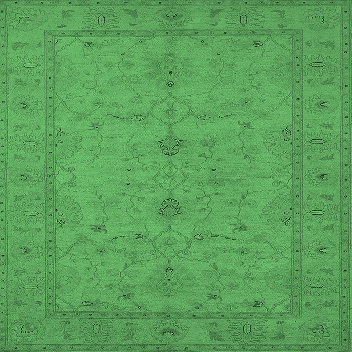 Square Machine Washable Oriental Emerald Green Industrial Area Rugs, wshurb944emgrn