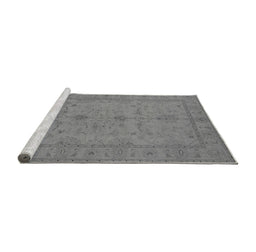 Sideview of Machine Washable Oriental Gray Industrial Rug, wshurb944gry