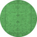 Round Oriental Emerald Green Industrial Rug, urb944emgrn