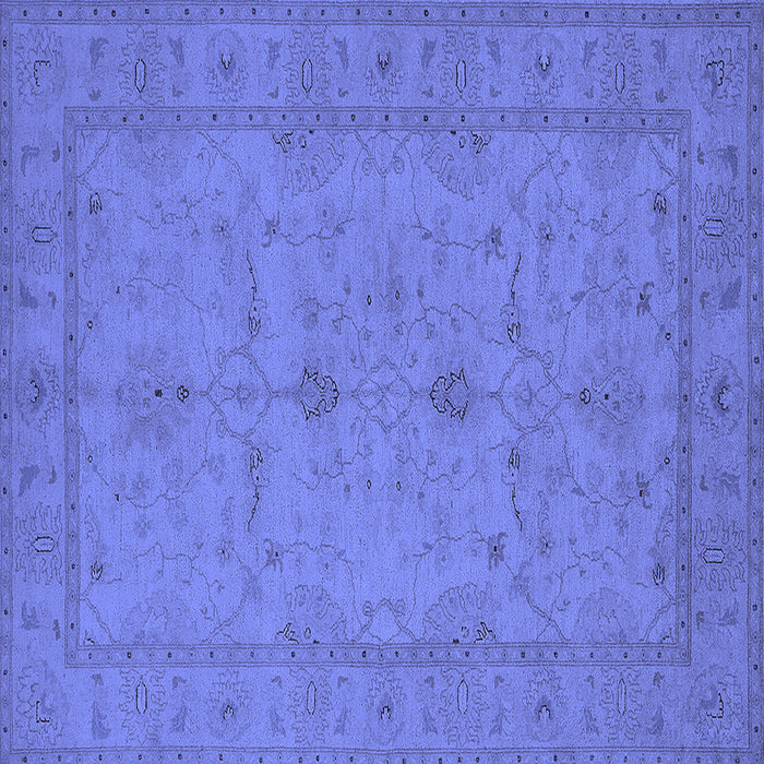 Square Machine Washable Oriental Blue Industrial Rug, wshurb944blu