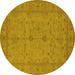 Round Oriental Yellow Industrial Rug, urb944yw