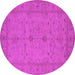 Round Machine Washable Oriental Pink Industrial Rug, wshurb944pnk