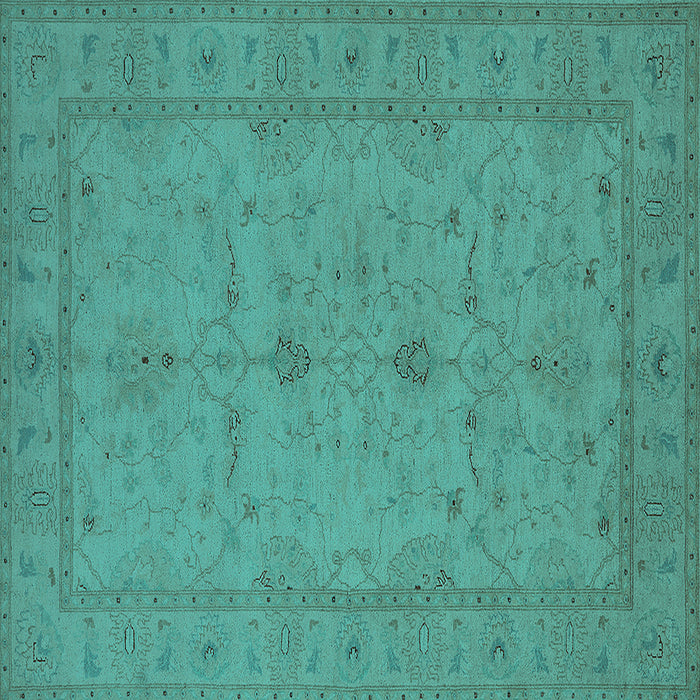 Square Machine Washable Oriental Turquoise Industrial Area Rugs, wshurb944turq