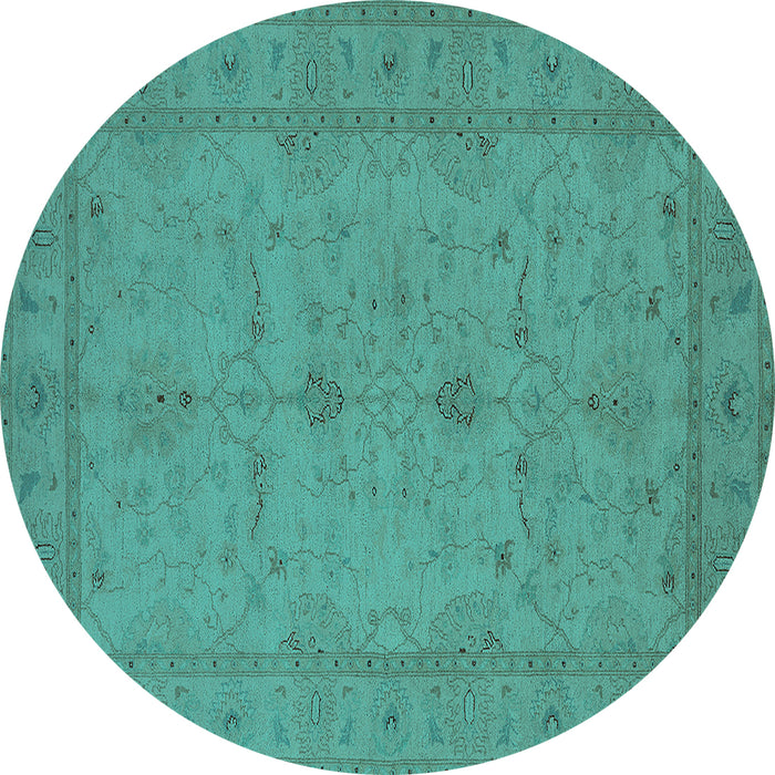 Round Oriental Turquoise Industrial Rug, urb944turq