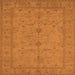 Square Machine Washable Oriental Orange Industrial Area Rugs, wshurb944org