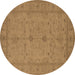 Round Oriental Brown Industrial Rug, urb944brn