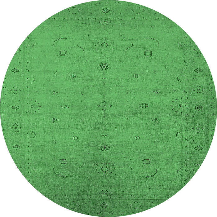 Round Oriental Emerald Green Industrial Rug, urb945emgrn