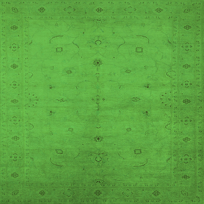 Square Machine Washable Oriental Green Industrial Area Rugs, wshurb945grn