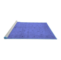 Sideview of Machine Washable Oriental Blue Industrial Rug, wshurb945blu