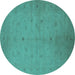 Round Oriental Turquoise Industrial Rug, urb945turq