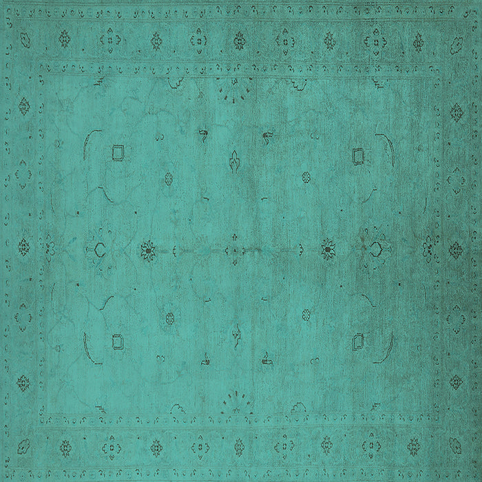 Square Oriental Turquoise Industrial Rug, urb945turq