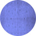 Round Oriental Blue Industrial Rug, urb945blu