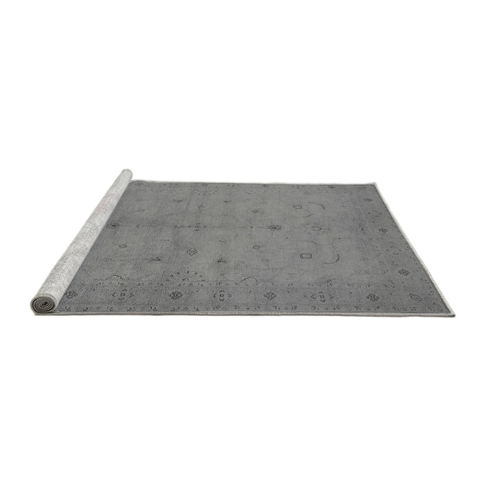Sideview of Machine Washable Oriental Gray Industrial Rug, wshurb945gry