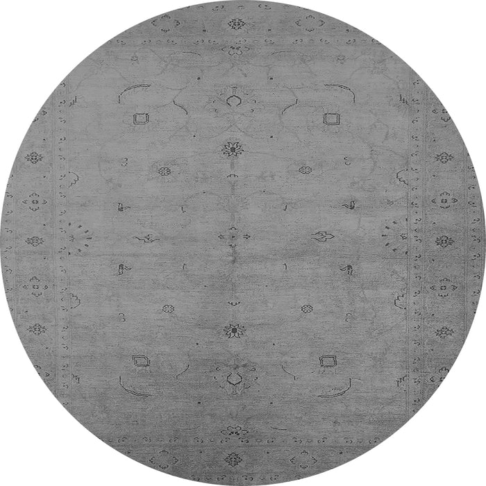 Round Machine Washable Oriental Gray Industrial Rug, wshurb945gry