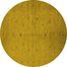 Round Machine Washable Oriental Yellow Industrial Rug, wshurb945yw