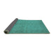 Sideview of Oriental Turquoise Industrial Rug, urb945turq