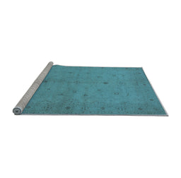 Sideview of Machine Washable Oriental Light Blue Industrial Rug, wshurb945lblu