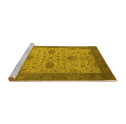 Sideview of Machine Washable Oriental Yellow Industrial Rug, wshurb946yw