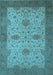 Machine Washable Oriental Light Blue Industrial Rug, wshurb946lblu