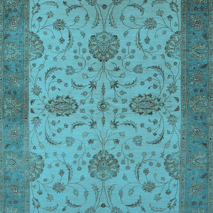 Machine Washable Oriental Light Blue Industrial Rug, wshurb946lblu