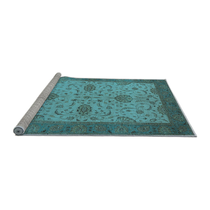 Sideview of Machine Washable Oriental Light Blue Industrial Rug, wshurb946lblu