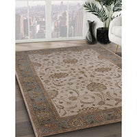 Mid-Century Modern Camel Brown Oriental Rug, urb946