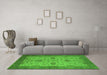 Machine Washable Oriental Green Industrial Area Rugs in a Living Room,, wshurb946grn