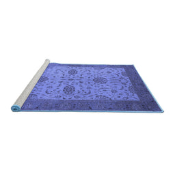 Sideview of Machine Washable Oriental Blue Industrial Rug, wshurb946blu