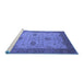 Sideview of Machine Washable Oriental Blue Industrial Rug, wshurb946blu