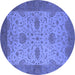 Round Oriental Blue Industrial Rug, urb946blu