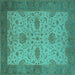 Square Oriental Turquoise Industrial Rug, urb946turq